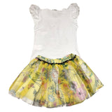 Elsy 2 Piece Set T-Shirt-Skirt Two-Tone White/Yellow For Girls