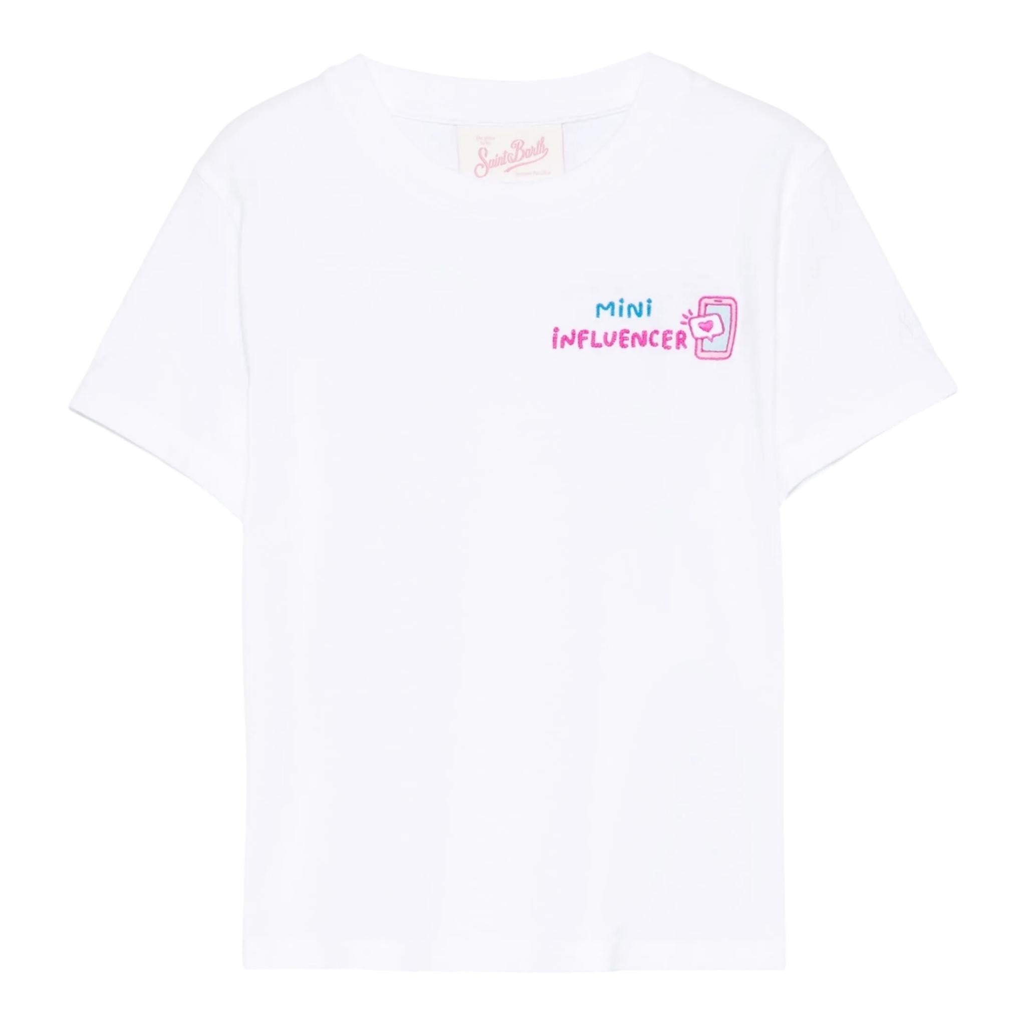 Saint Barth T-Shirt Girocollo Tinta Unita con Stampa per Bambina ELLY001XXJ BIANCO SAINT BARTH 