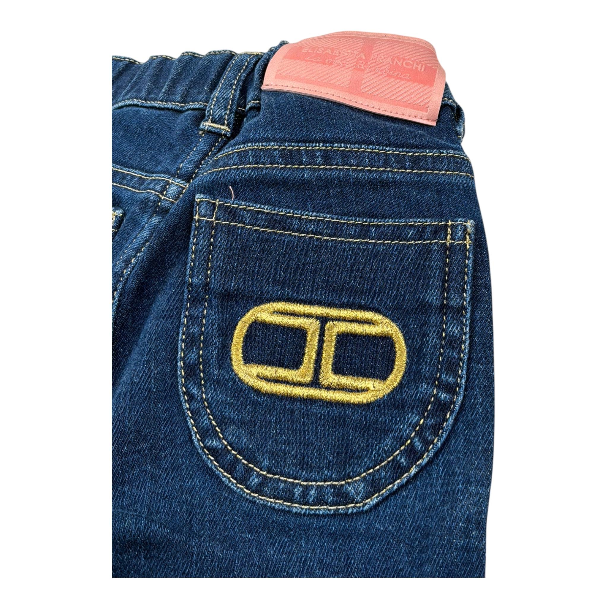 Elisabetta Franchi Jeasn Tinta Unita con Elastico In Vita per Neonata EGPA36 BLU ELISABETTA FRANCHI 