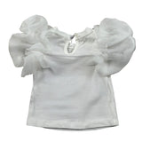 Miss Grant T-Shrit Girocollo Tinta Unita con Applicazioni per Bambina MG1244J BIANCO MISS GRANT 