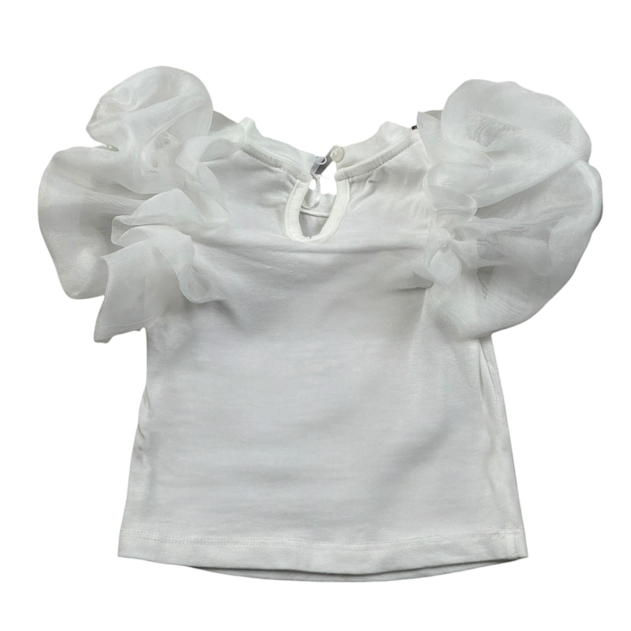 Miss Grant T-Shrit Girocollo Tinta Unita con Applicazioni per Bambina MG1244J BIANCO MISS GRANT 