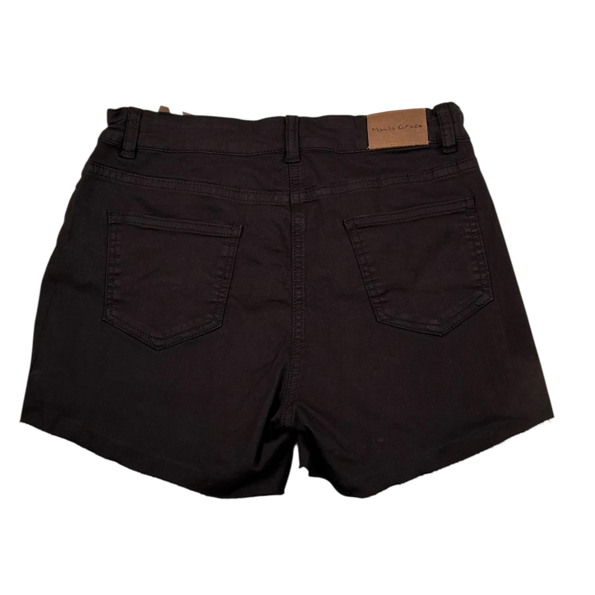 Manila Grace Short Tinta Unita In Denim per Bambina 129PMJS25 NERO MANILA GRACE 