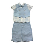 Barcellino Completo 4 Pezzi Camicia-Bermuda-Gilet-Papillon per Neonato 120814 AZZURRO BARCELLINO 