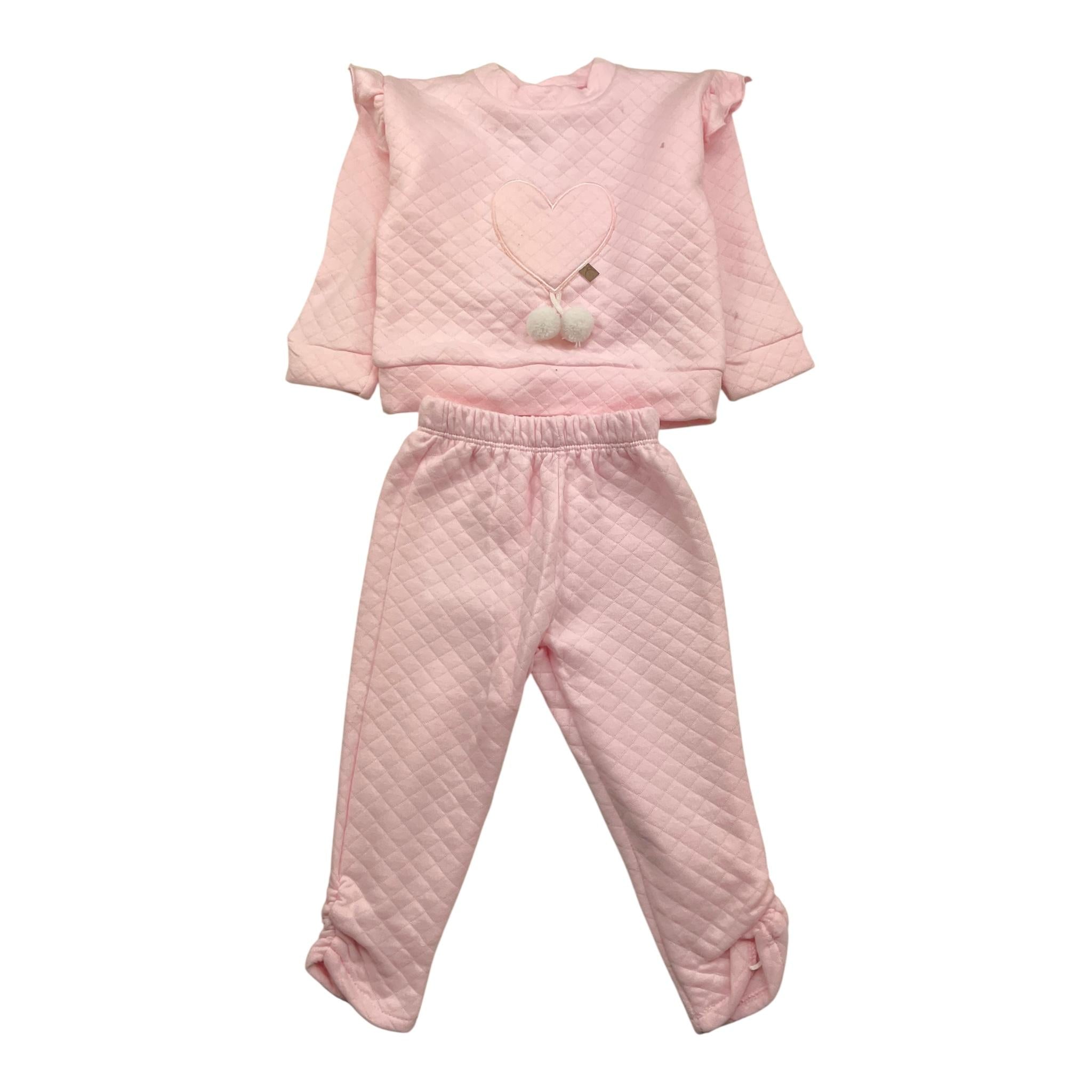 CALAMARO completo 2pz felpa-pantalone tinta unita Rosa per Neonata 11093 ROSA CALAMARO 