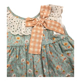 Valentina Bebes Solid Color Floral Print Sleeveless Dress With Aqua Green Culotte For Baby Girl