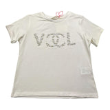 Vicolo Plain T-Shirt With White Appliques For Girls