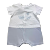 Barcellino Two-Tone Romper Half Sleeve White/Blue For Newborn