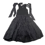 Meimeij Solid Color Bowknot Armhole Dress Black For Girls