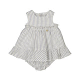 Mayoral Abito Tinta Unita Set con Coulotte Fantasia A Righe per Neonata 1844 BIANCO/BLU MAYORAL 