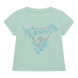 Guess T-Shirt Girocollo Tinta Unita con Stampa per Neonata A5GI03K6YW4X VERDE ACQUA GUESS 