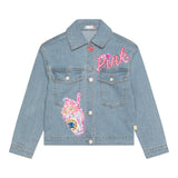 Billieblush Baby Girl Solid Color Denim Jacket with Sequins Light Blue