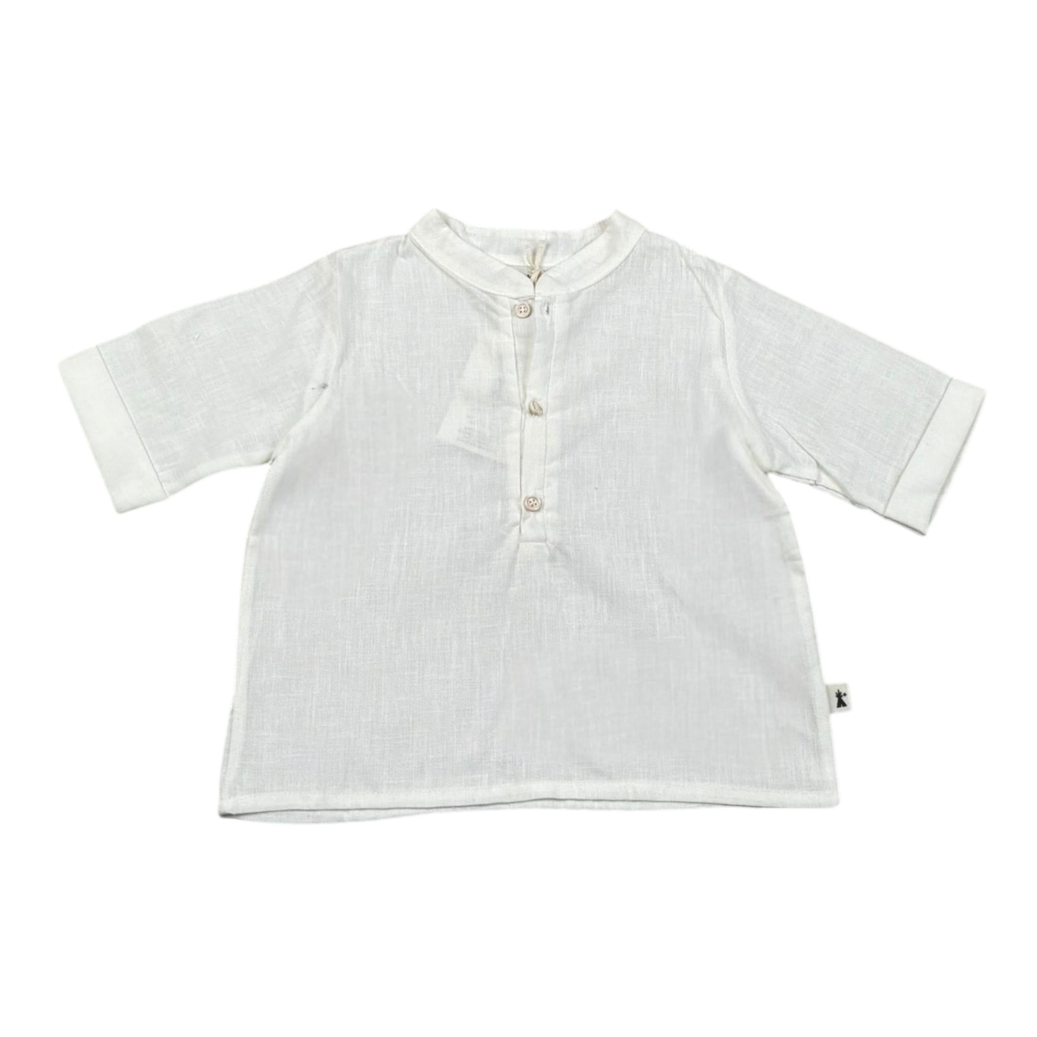 Petit Indi camiciaMezza Manica Girocollo Tinta Unita  per Neonato SS25BK7120XN BIANCO PETIT INDI 