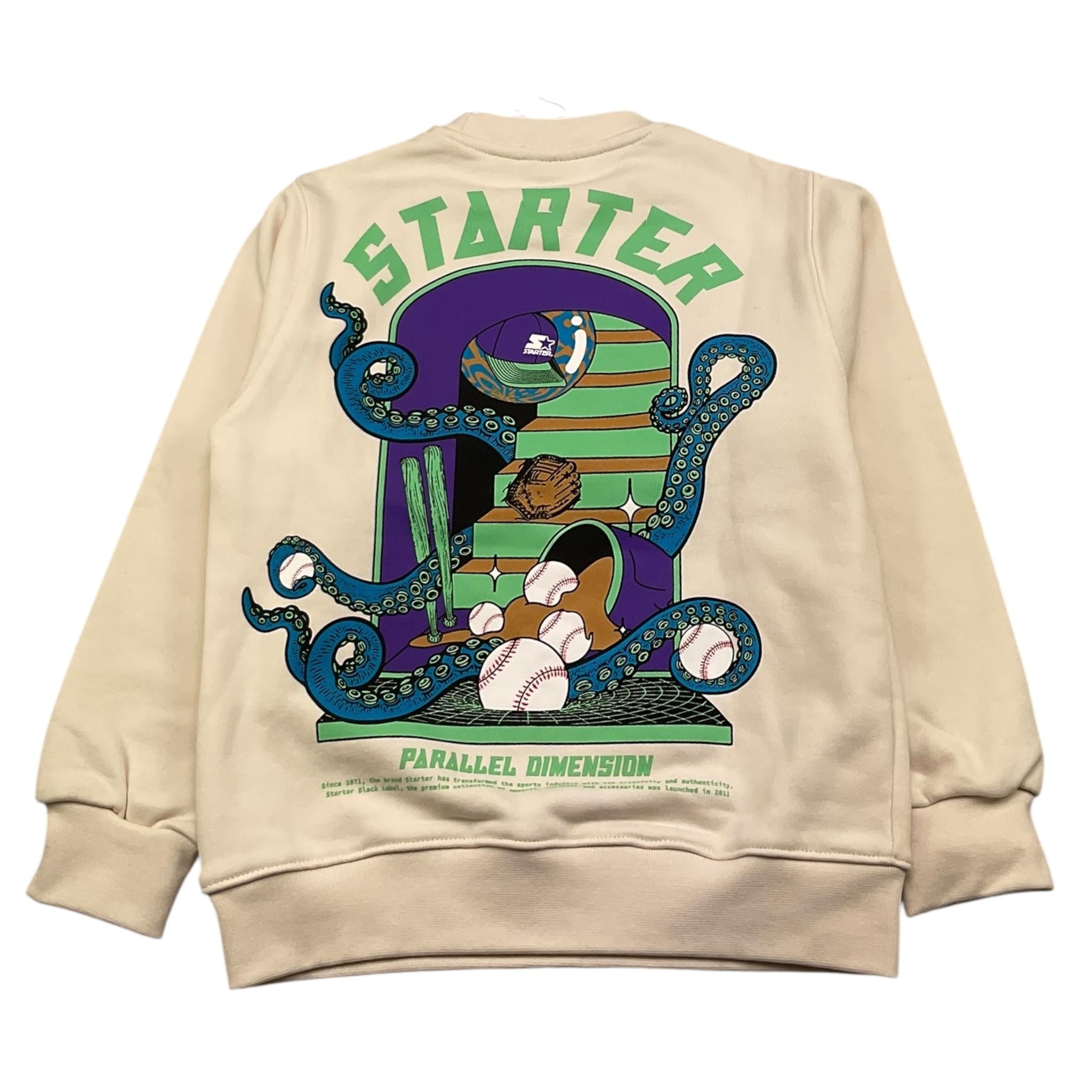 STARTER felpa chiusa girocollo tinta unita con logo Crema per Bambino 1306 CREMA STARTER 