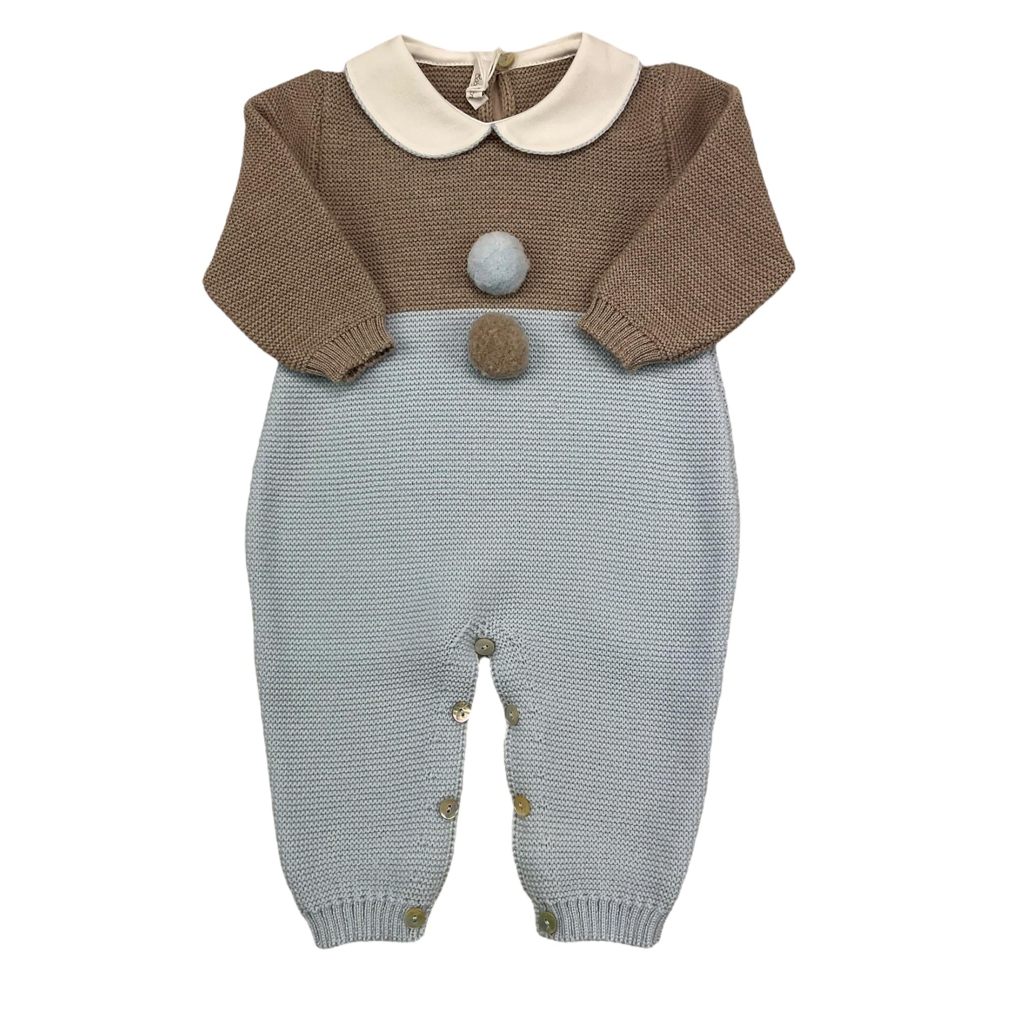 BABY LORD tutina bicolore con applicazioni Marrone/azzurro per Neonato 343 MARRONE/AZZURRO BABY LORD 