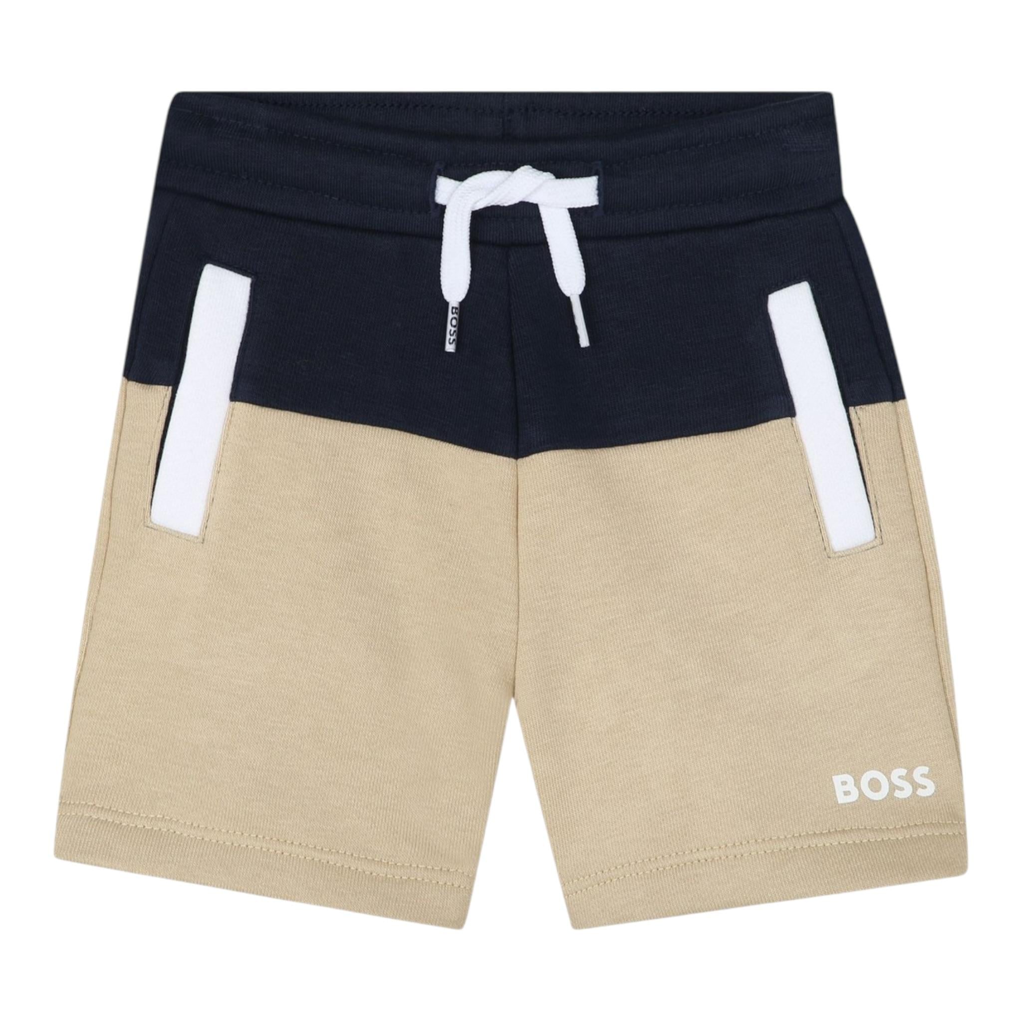 Boss Bermuda Bicolore con Stampa per Neonato J52085X BLU/BEIGE BOSS 
