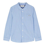 Scotch &amp; Soda Solid Color Long Sleeve Shirt With Striped Pattern Light Blue For Boys