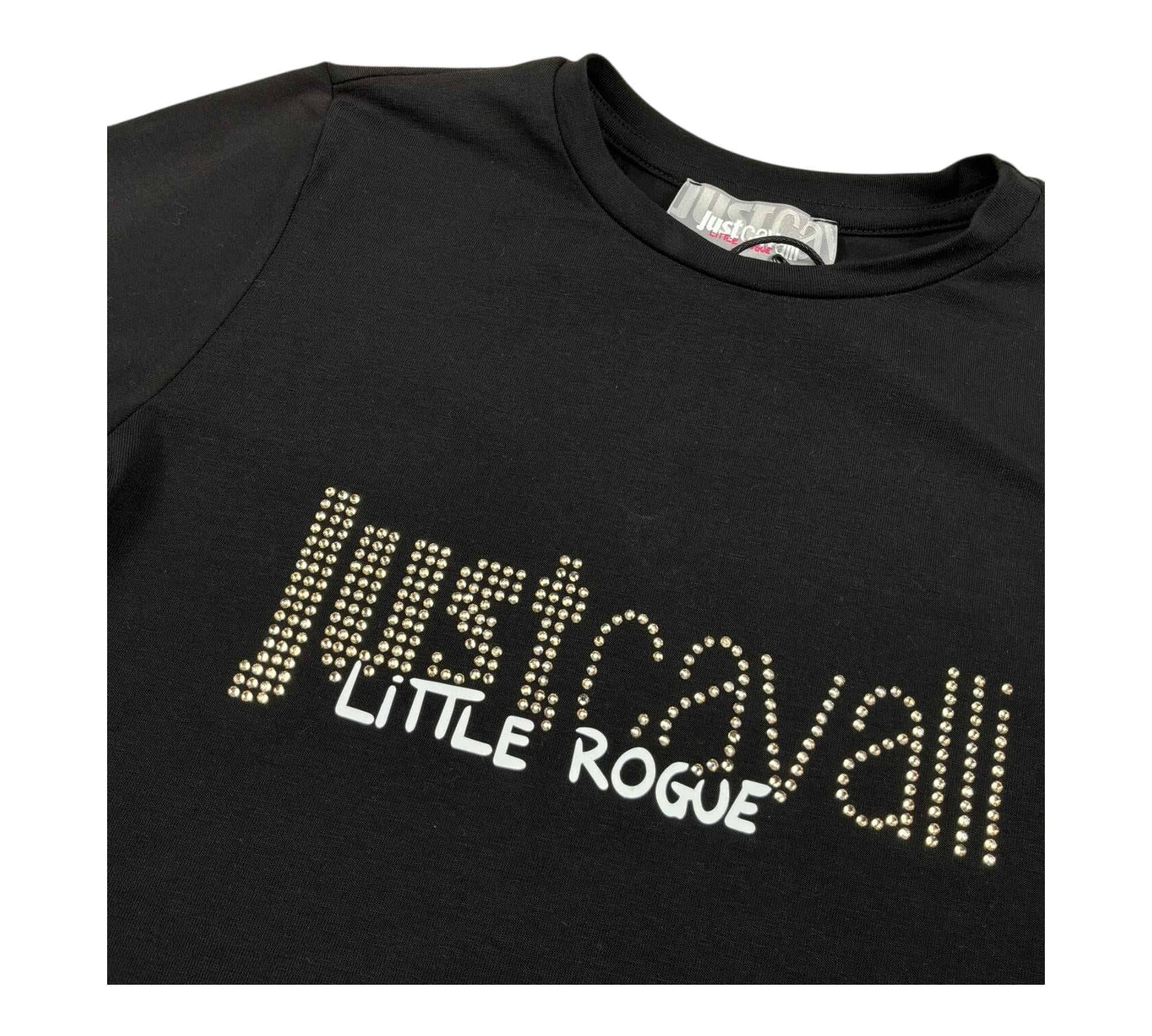 Just Cavalli T-Shirt Girocollo Tinta Unita con Brillantini per Bambina JGP26175TS NERO JUST CAVALLI 
