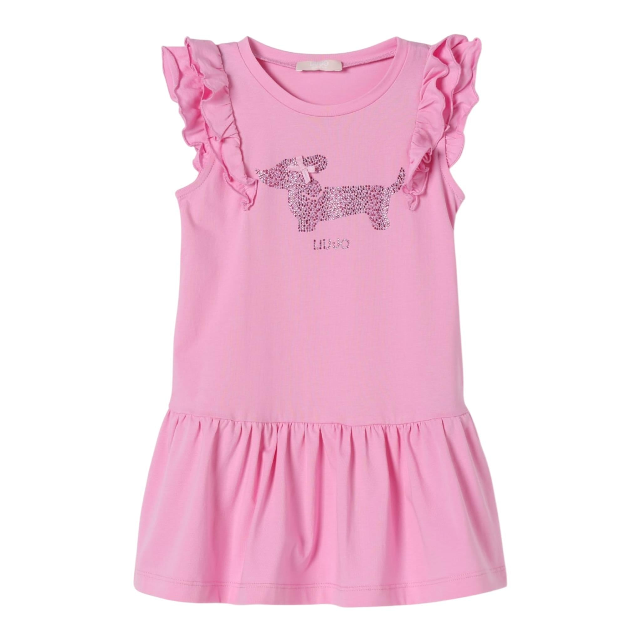 Liu Jo Abito tinta unita Giromanica con Brillantini Rosa per Neonata KA5091XX ROSA LIU JO 