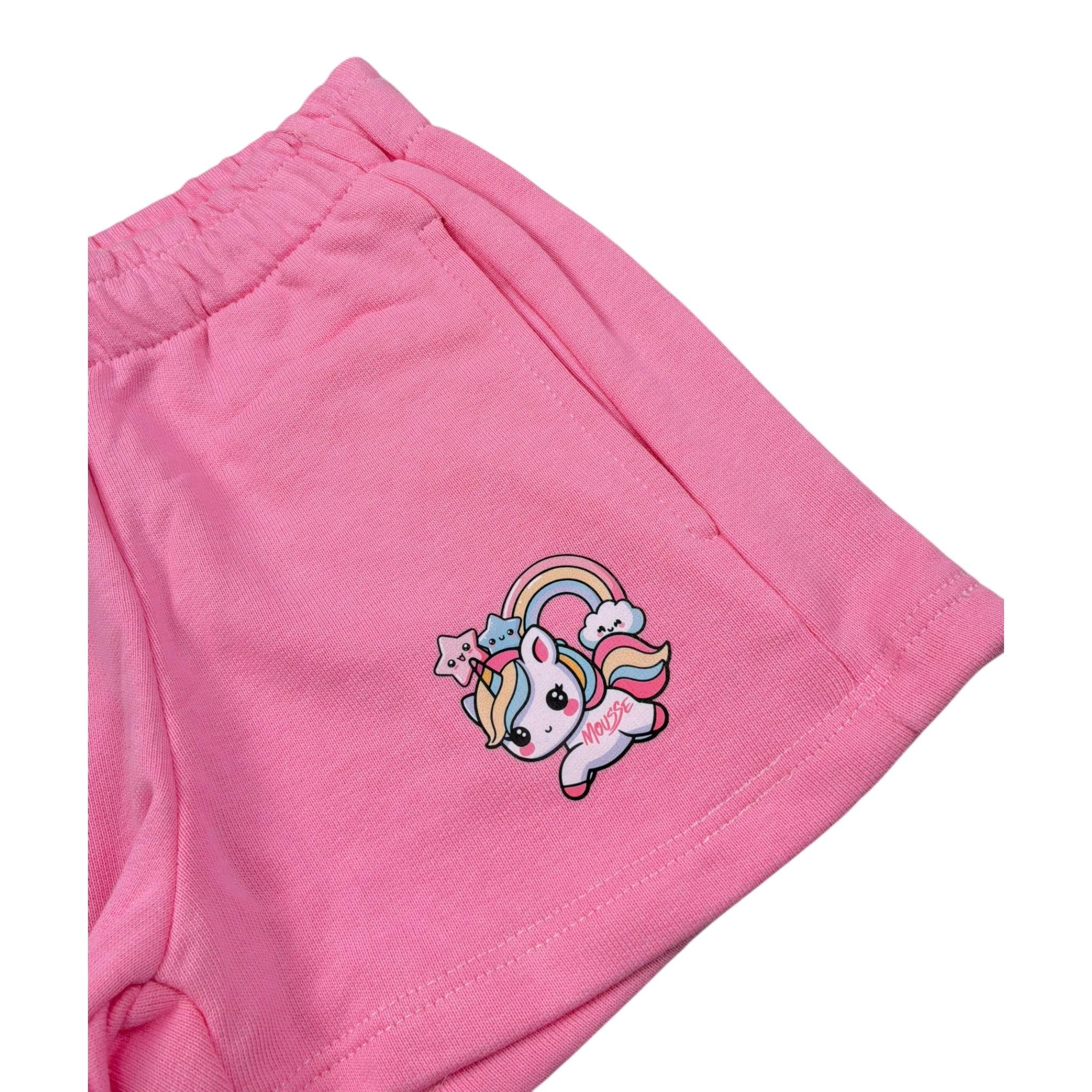 Mousse Short Tinta Unita con Elastico In Vita per Bambina UNILEOX ROSA MOUSSE 