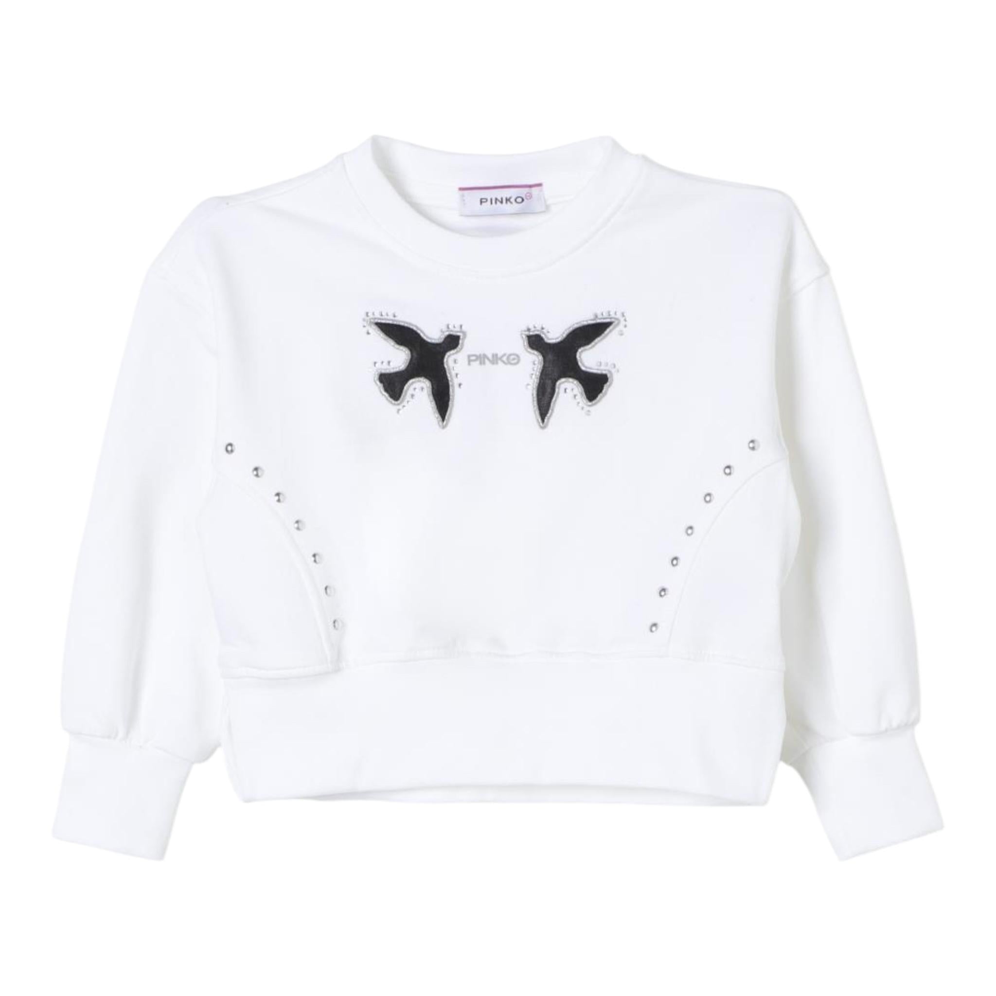 PINKO felpa girocollo tinta unita con stampa Bianco per Neonata F4PIBGSW208N BIANCO PINKO 