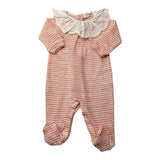 Lalalu' Pink Striped Long Sleeve Romper for Baby Girl