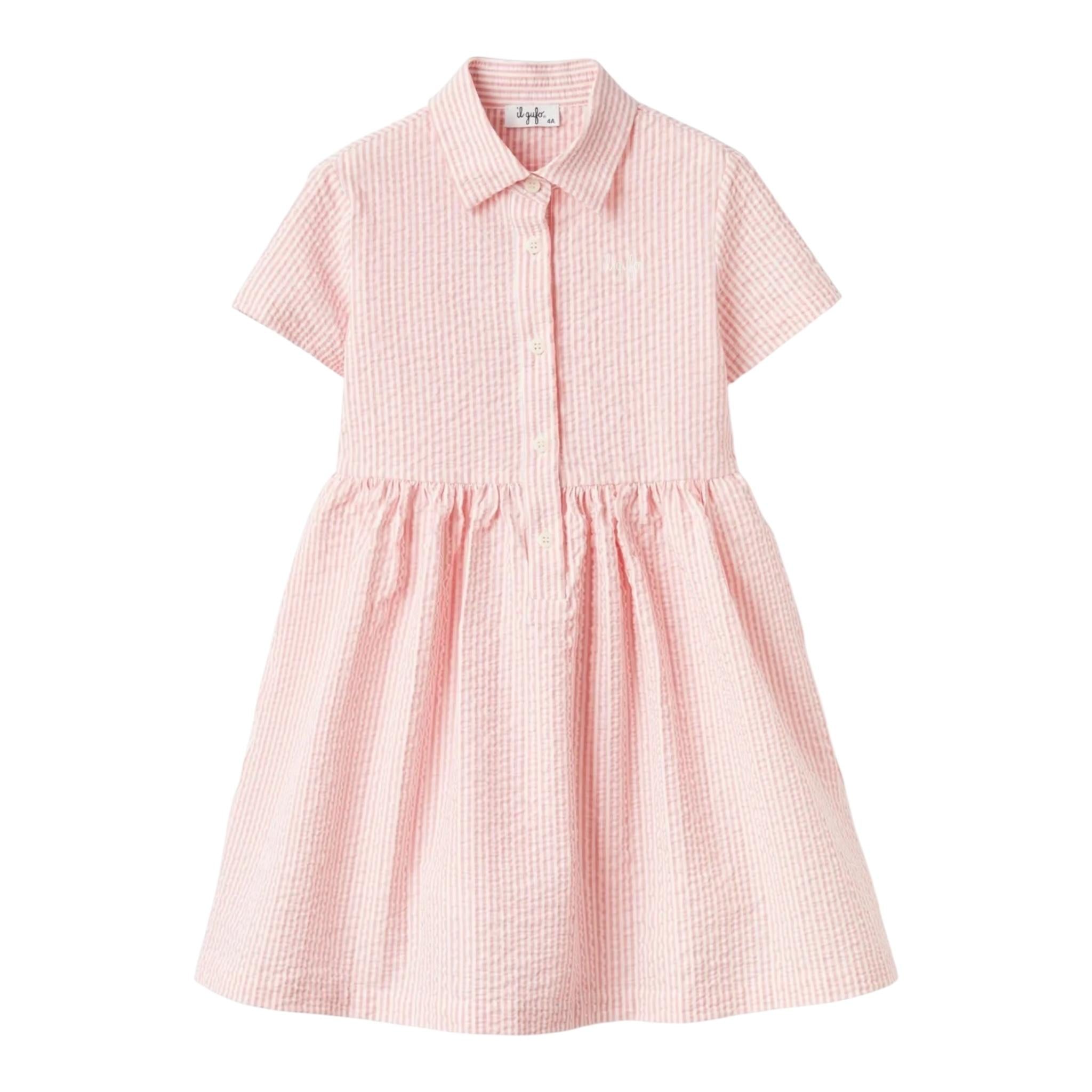 Il Gufo Abito Mezza Manica Tinta Unita con Fantasia A Righe per Neonata P25VM780C1080N BIANCO/ROSA IL GUFO 