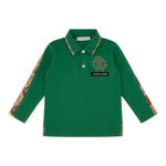 ROBERTO CAVALLI polo manica lunga tinta unita con logo Verde per Neonato TJT641 VERDE ROBERTO CAVALLI 