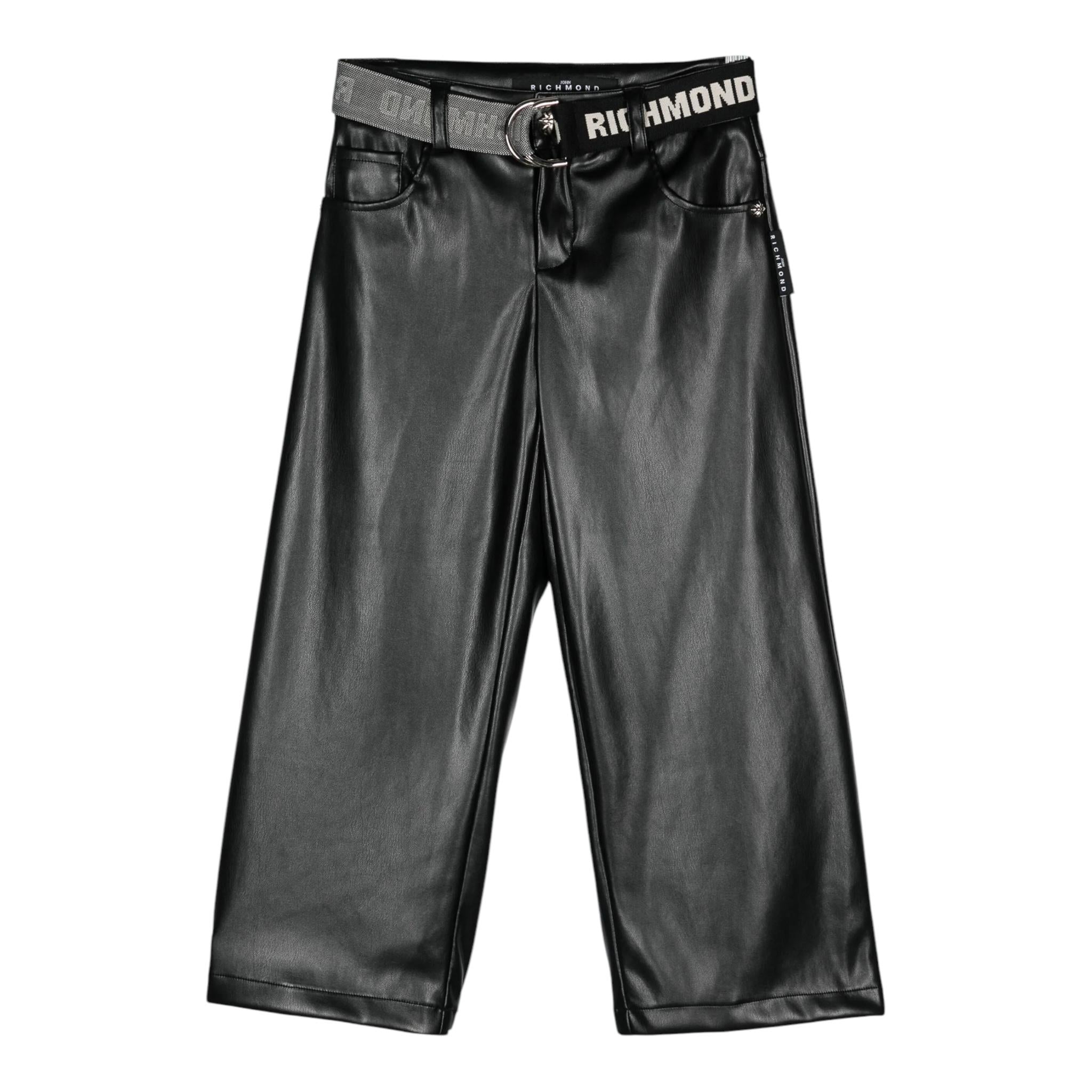 JOHN RICHMOND pantalone modello a palazzo in ecopelle con cintura Nero per Bambina RGA24021PAX NERO JOHN RICHMOND 