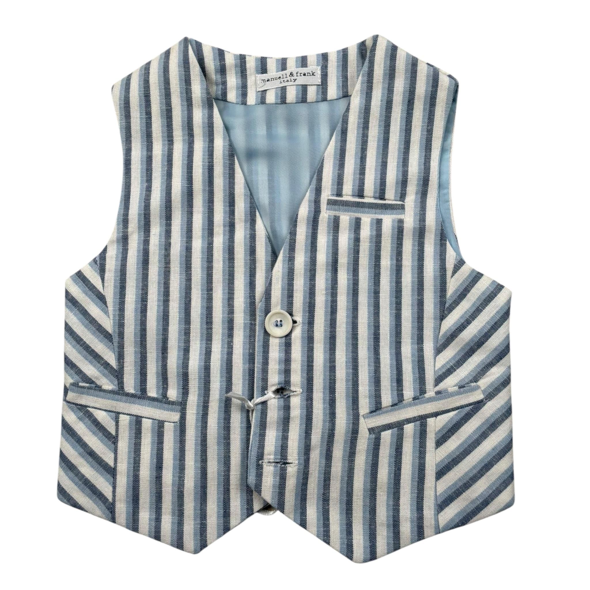 Manuel & Frank Gilet Tinta Unita con Fantasia A Righe per Neonato MF5271L BIANCO MANUEL & FRANK 