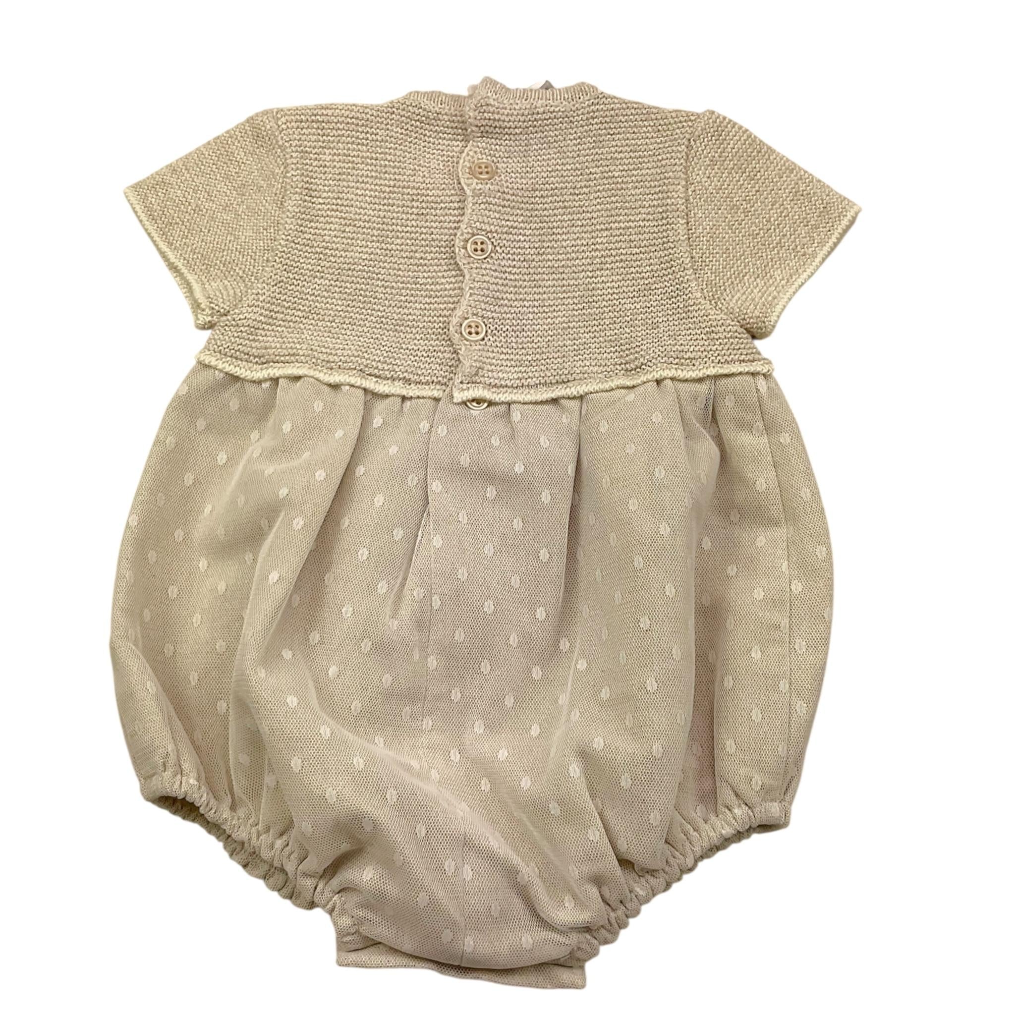 Paz Rodriguez Pagliaccetto Tinta Unita Mezza Manica per Neonata 005122623 BEIGE PAZ RODRIGUEZ 