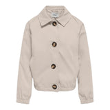 Only Plain Button Up Jacket In Beige Contrast For Girls