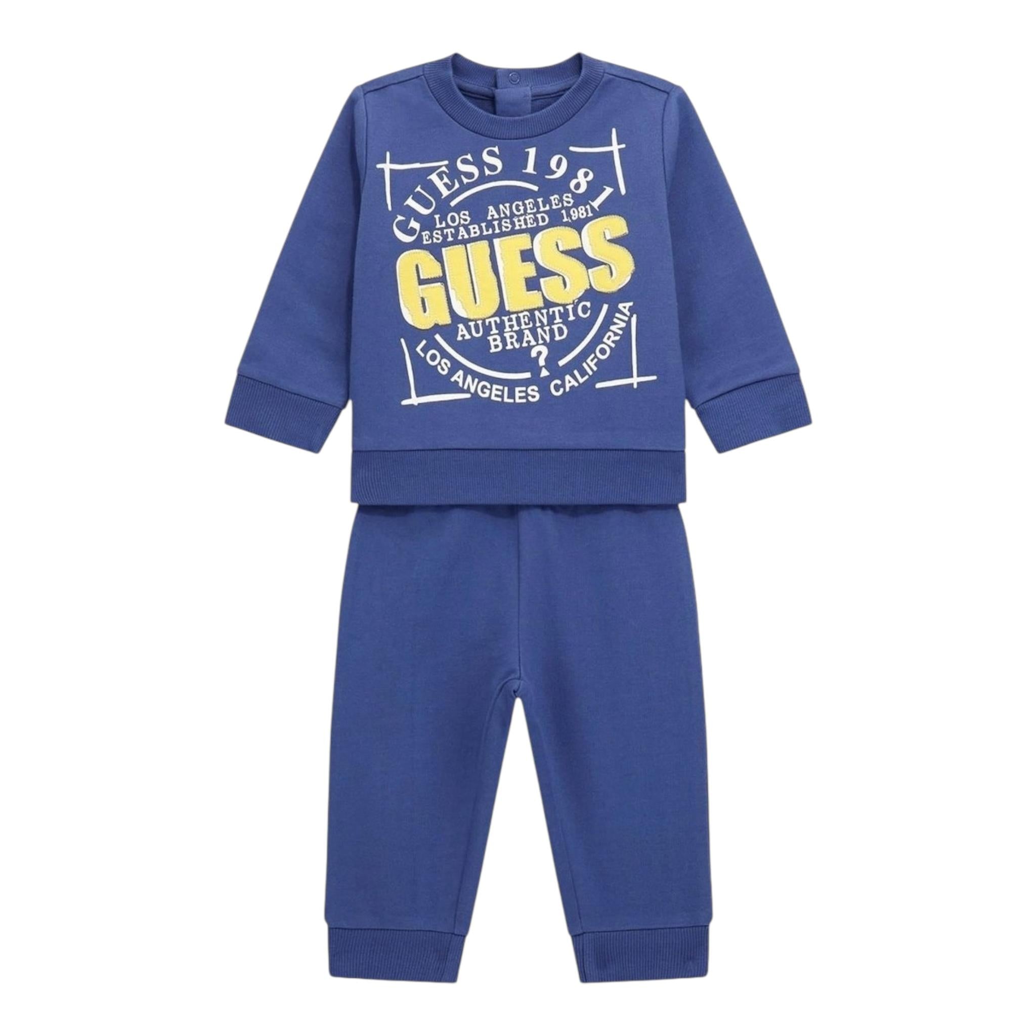 GUESS completo 2 pezzi felpa-pantalone tinta unita Blu per Bambino N4YG14AK6R0 BLU GUESS 