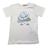 Emc Crew Neck T-Shirt Solid Color with Contrast Print White for Newborns