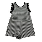 Please Tuta Intera Giromanica Fantasia A Righe per Bambina TC09071G71 BIANCO/NERO PLEASE 