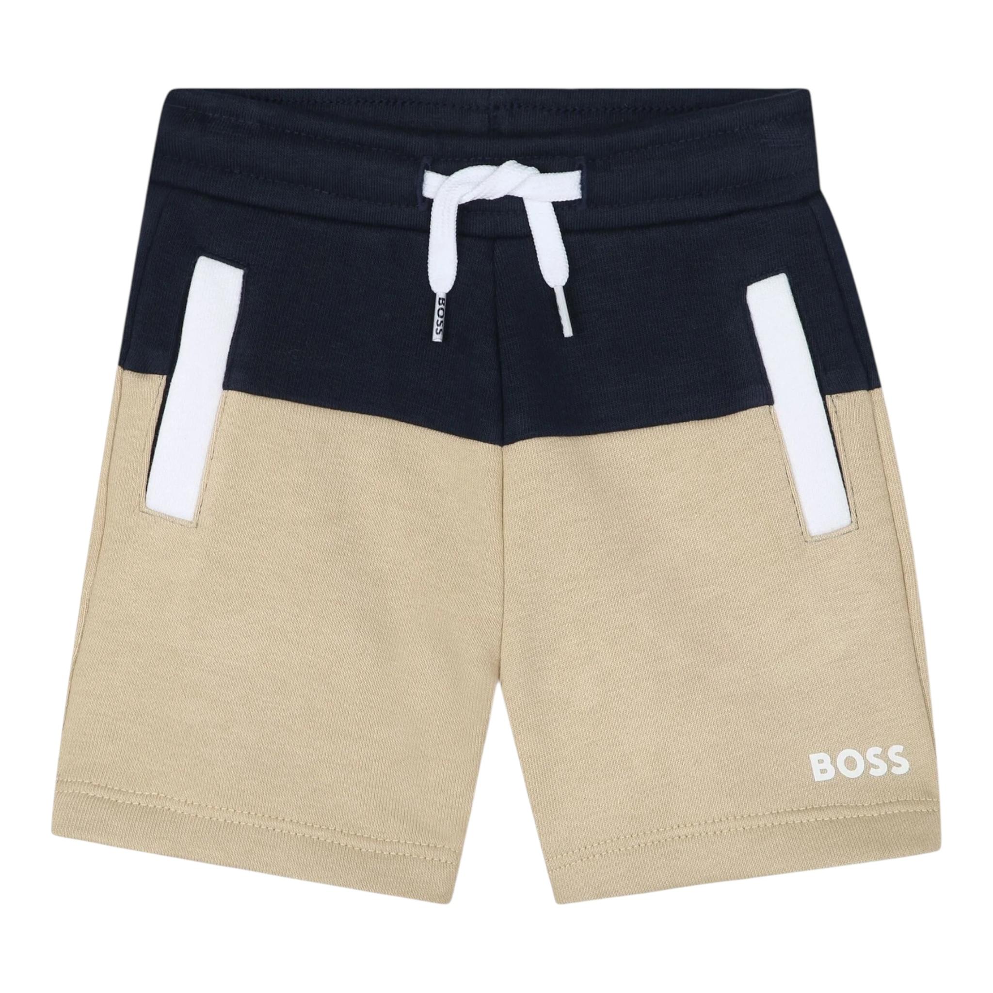 Boss Bermuda Bicolore con Stampa per Neonato J52085 BLU/BEIGE BOSS 
