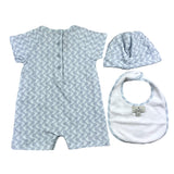Etro 3 Piece Set Romper-Bib-Hat Blue For Newborn
