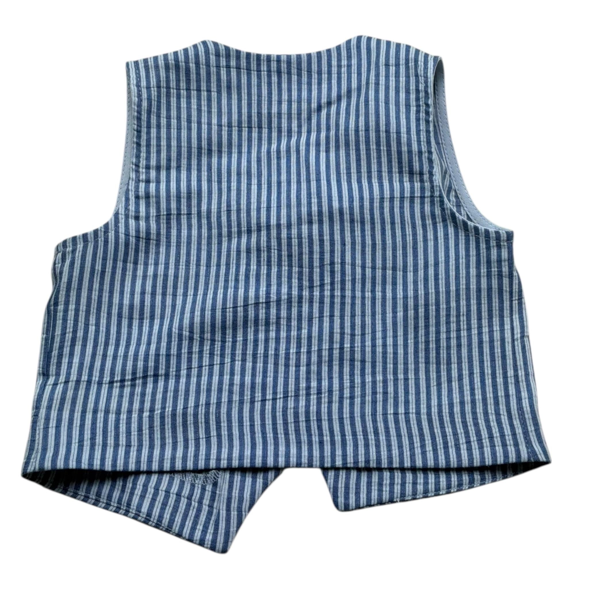 Le Bebe' Gilet Tinta Unita con Fantasia A Righe per Neonato LBB5359 BLU LE BEBE' 