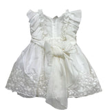 Le Coconne Solid Color Ceremony Dress With Ruffles And White Embroidery For Newborns