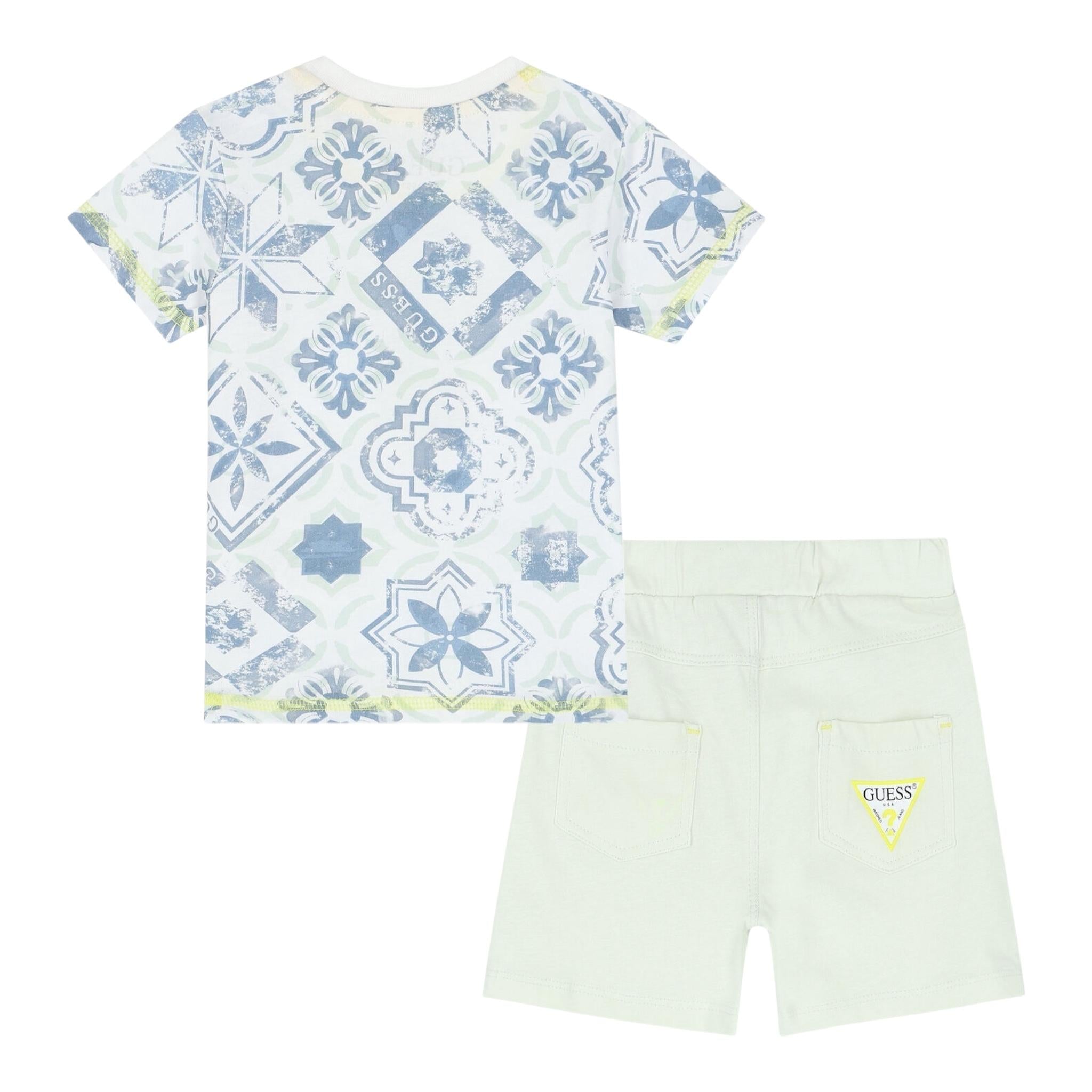 Guess Complet 2 Pezzi T-Shirt-Bermuda Bicolore per Neonato I2GG00K8HM3 VERDE ACQUA GUESS 