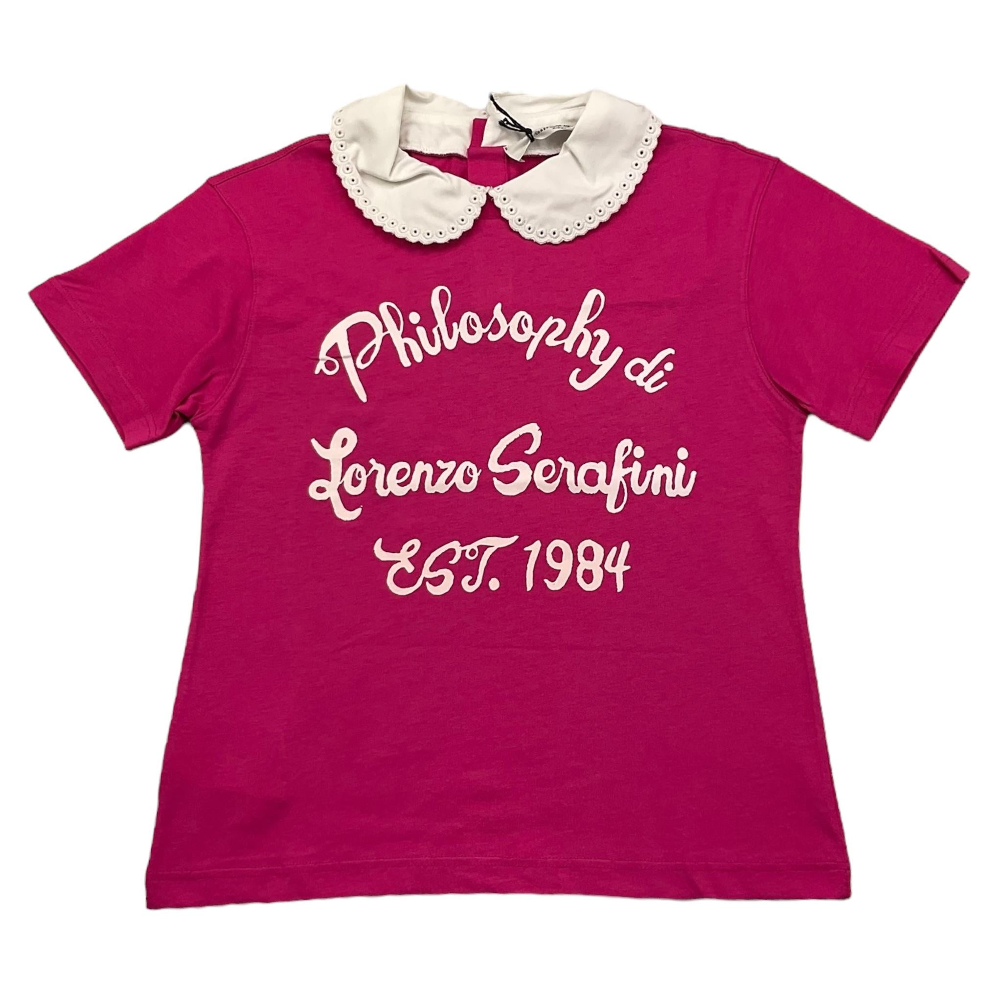 PHILOSOPHY t-shirt tinta unita con colletto in contrasto Fuxia per Bambina PFTS005 FUXIA PHILOSOPHY 
