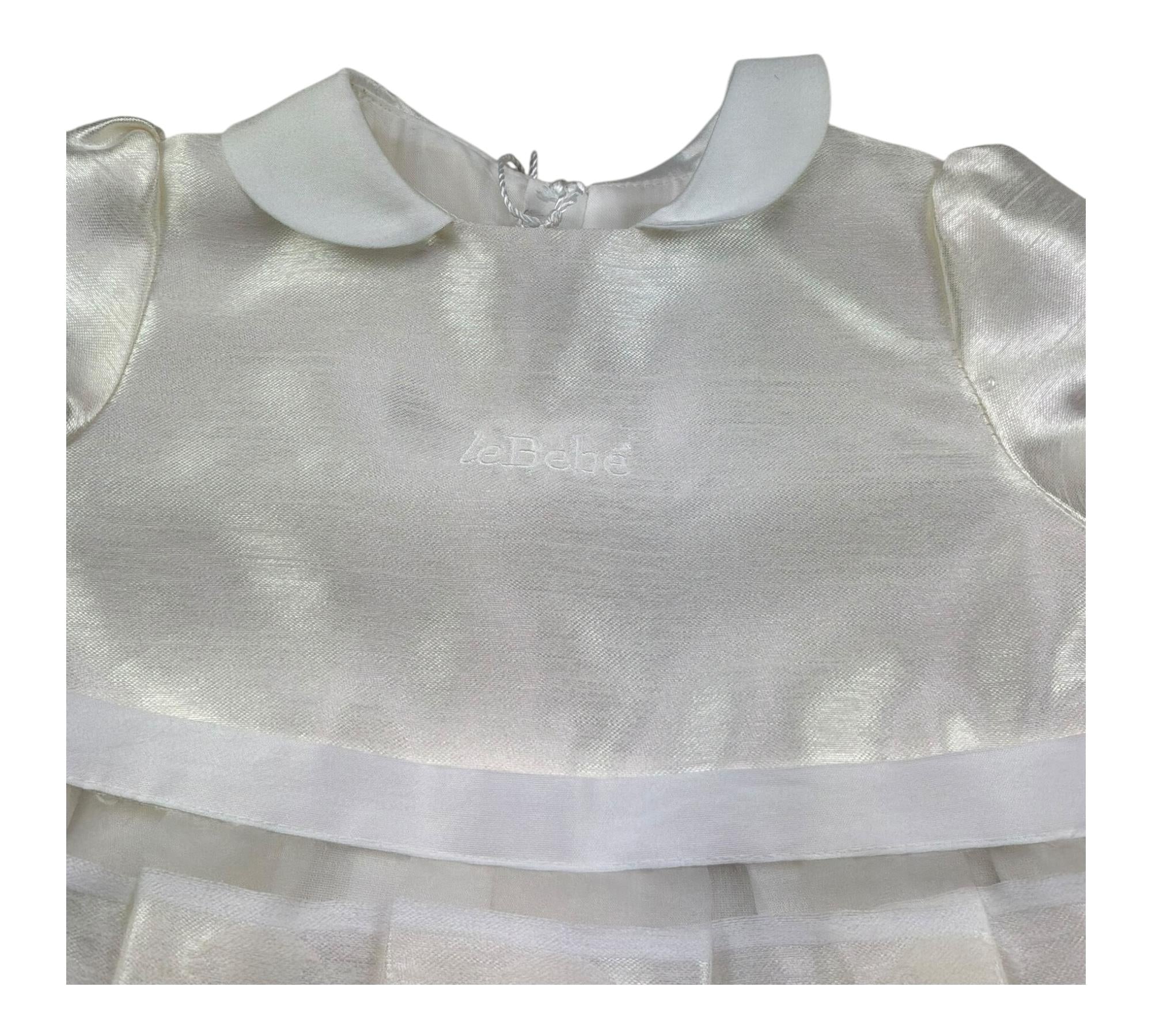 Le Bebe Abito Mezza Manica Tinta Unita per Neonata LBG0757 PANNA LE BEBE 