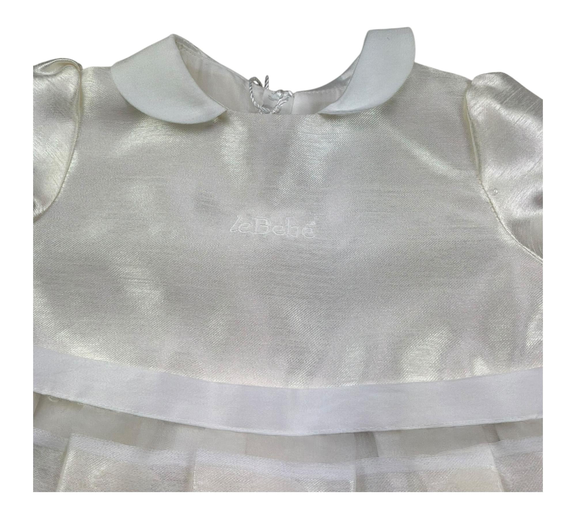 Le Bebe Abito Mezza Manica Tinta Unita per Neonata LBG0757 PANNA LE BEBE 