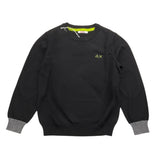 SUN68 maglia girocollo tinta unita con logo e toppe Nero per Bambino K44327X NERO SUN68 