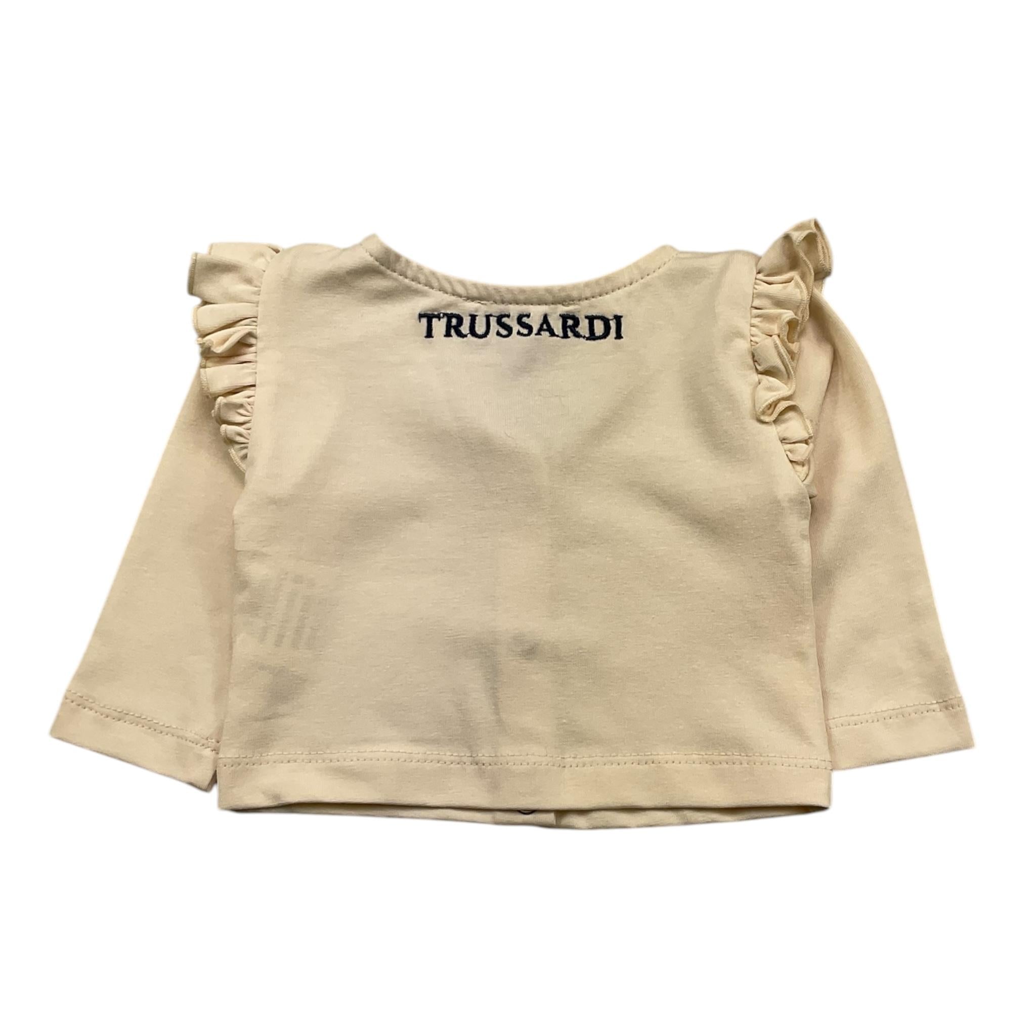 TRUSSARDI cardigan tinta unita con logo Panna per Neonata TIA25181 PANNA TRUSSARDI 