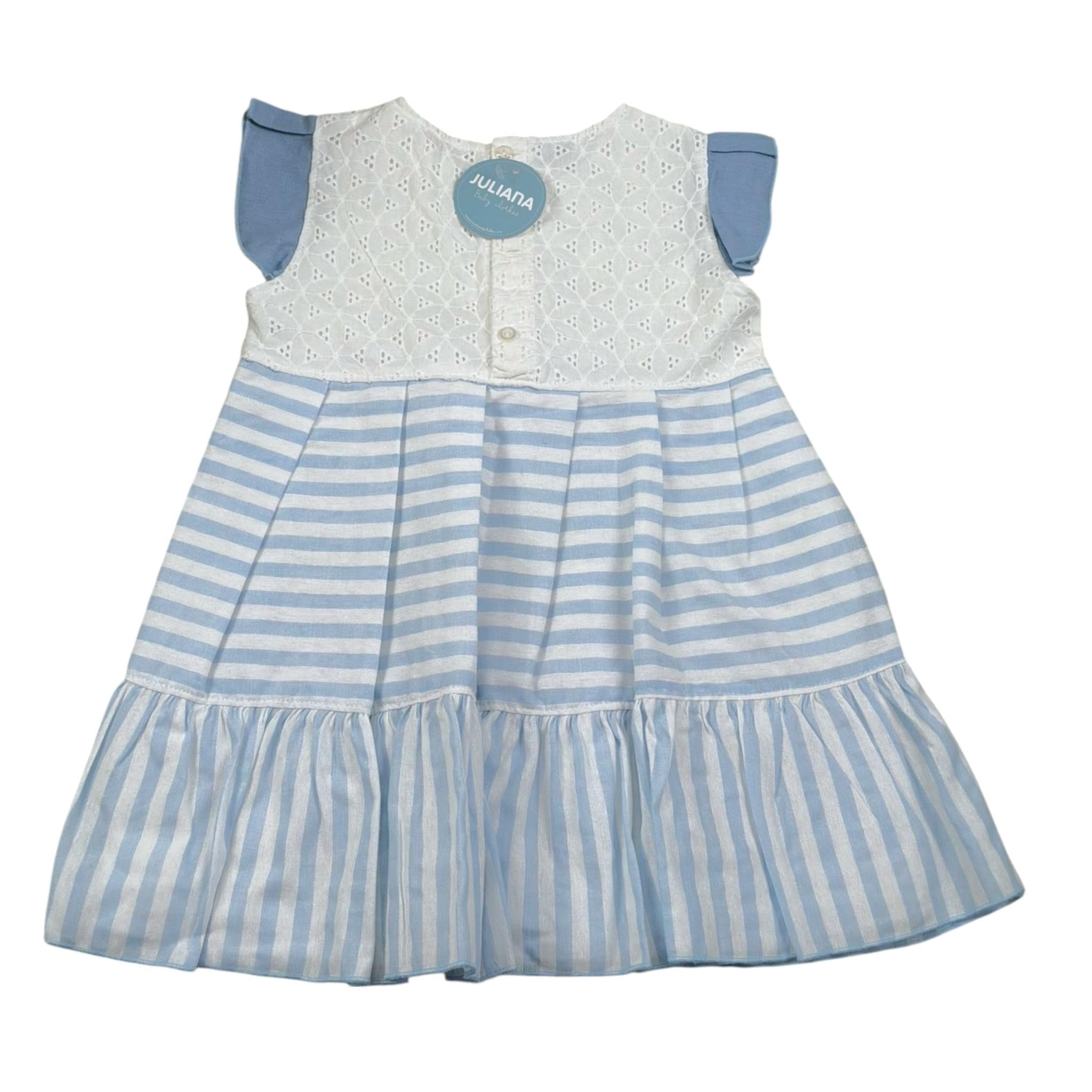 Juliana Abito Bicolore con Fantasia A Righe Bianco per Bambina 25130 BIANCO JULIANA 