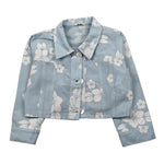 Le Bebe Giubbino Tinta Unita con Stampa Floreale per Neonata LBG5875 AZZURRO LE BEBE 