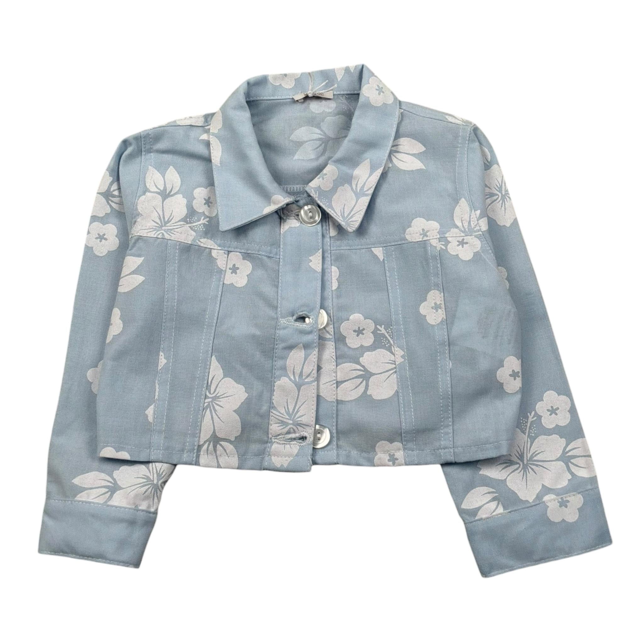 Le Bebe Giubbino Tinta Unita con Stampa Floreale per Neonata LBG5875 AZZURRO LE BEBE 