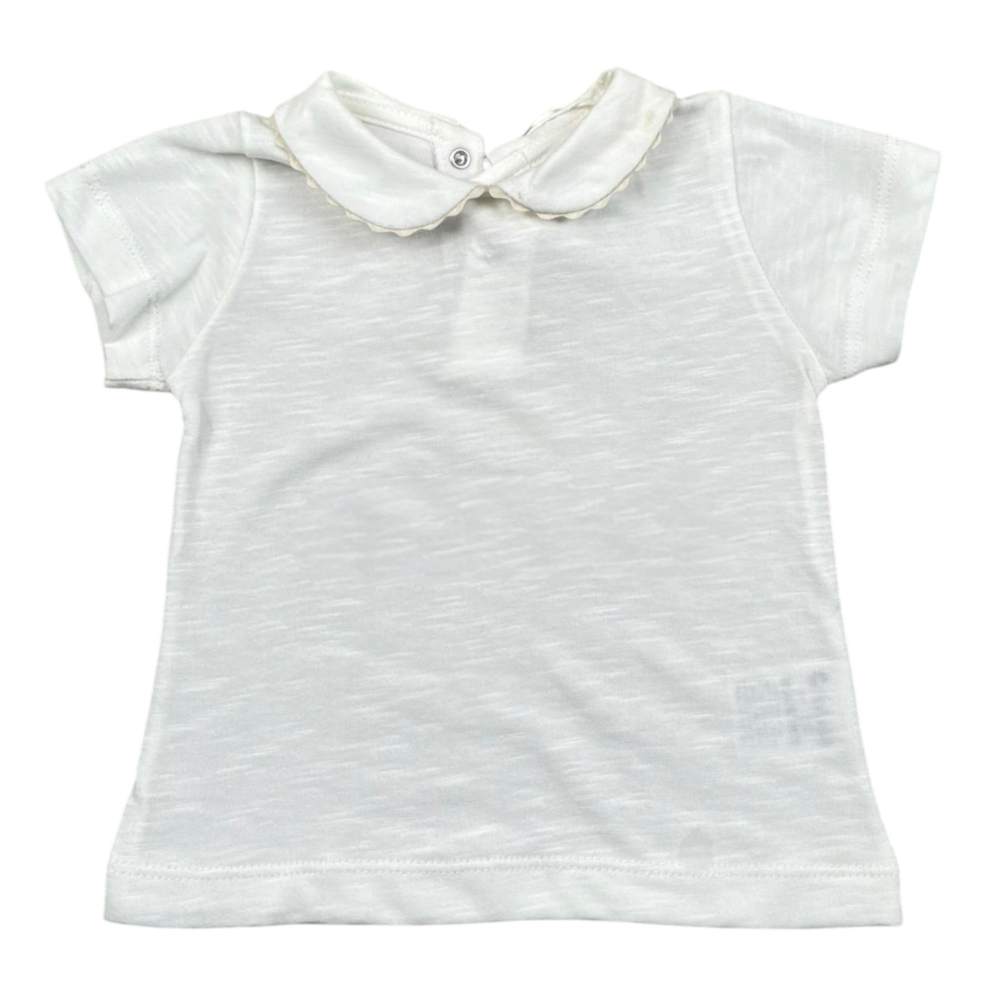 Lalalu' T-Shirt Tinta Unita con Colletto per Neonata TSL11P BIANCO LALALU' 