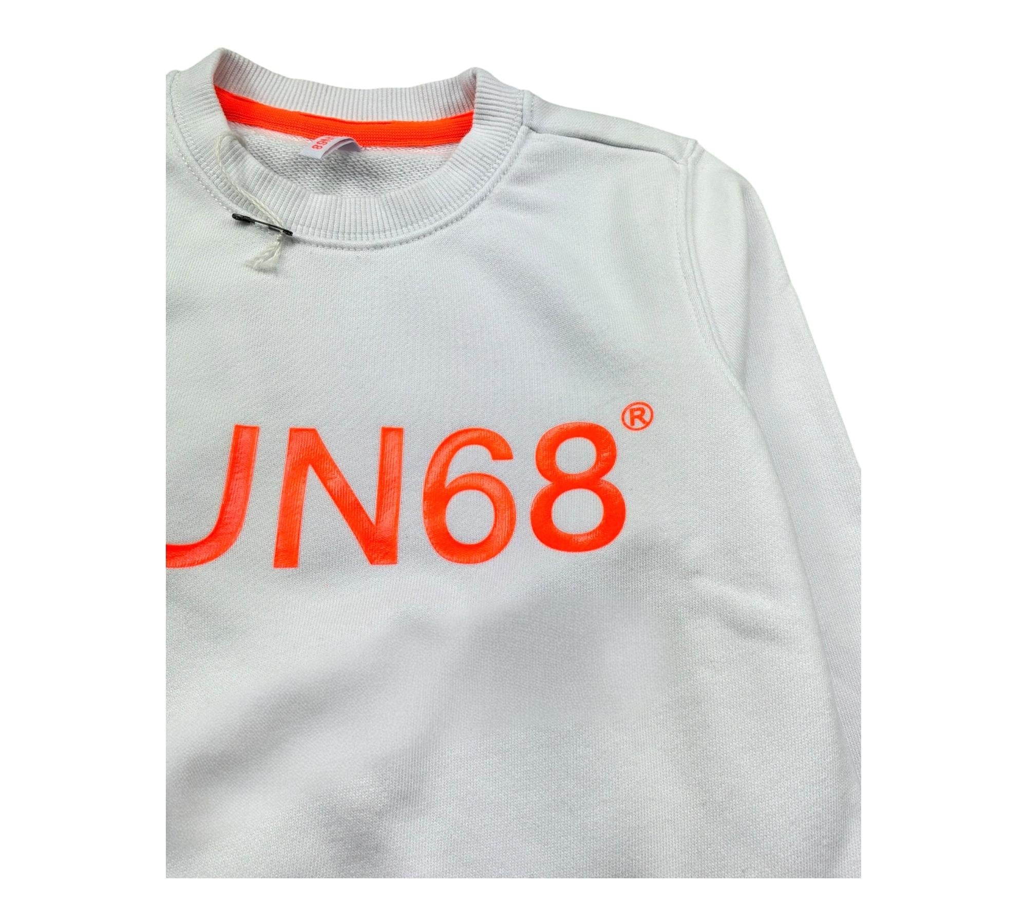 Sun68 Felpa Chiusa Girocollo Tinta Unita con Logo per Bambino F31310 BIANCO SUN68 