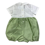 Croquettes Two-Tone Romper Half Sleeve White/Green For Newborn